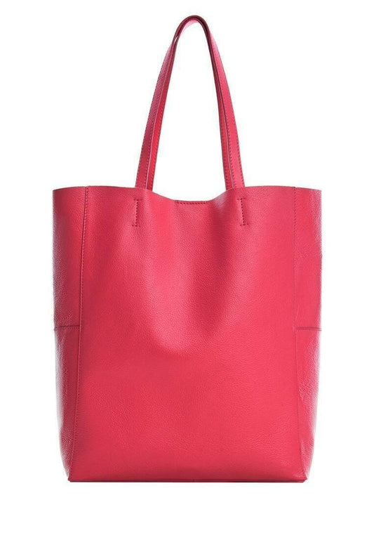 Leather Shopper Bag Fuchsia - One Size - Women
