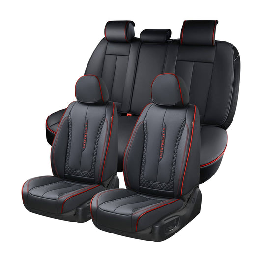 Leather Seat Covers Full Set, 5 Seats Universal Seat Covers For Cars, Waterproof Luxury Leatherette Seat Cushions, Front And Rear Seat