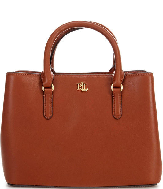 Leather Small Marcy Satchel, Tan