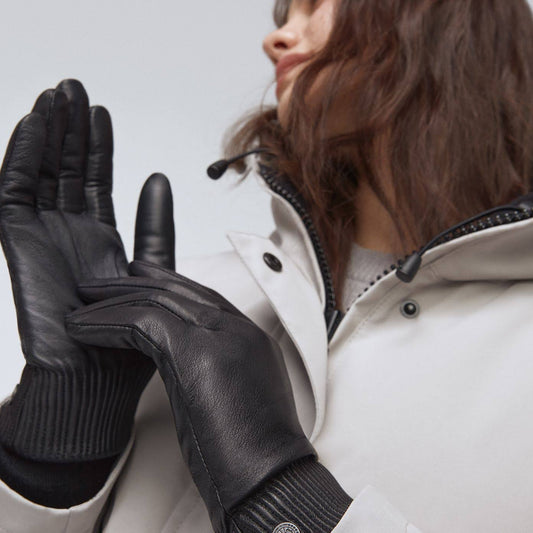 Leather Rib Luxe Glove - Women's Black, Xs